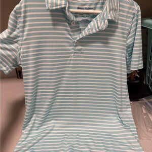 Tommy Bahama Light Blue and White Striped Shirt